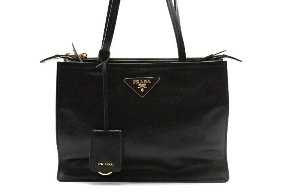 Prada Tote Bag NERO Black GLACE CALF Leather